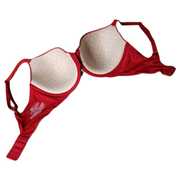 Victoria's Secret Uplift Semi Demi Plunge Heathered Red Bra Padded 34DD - Picture 5 of 12